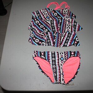 Multi Color 2 Pcs Justice Tankini Swimsuit Size 7